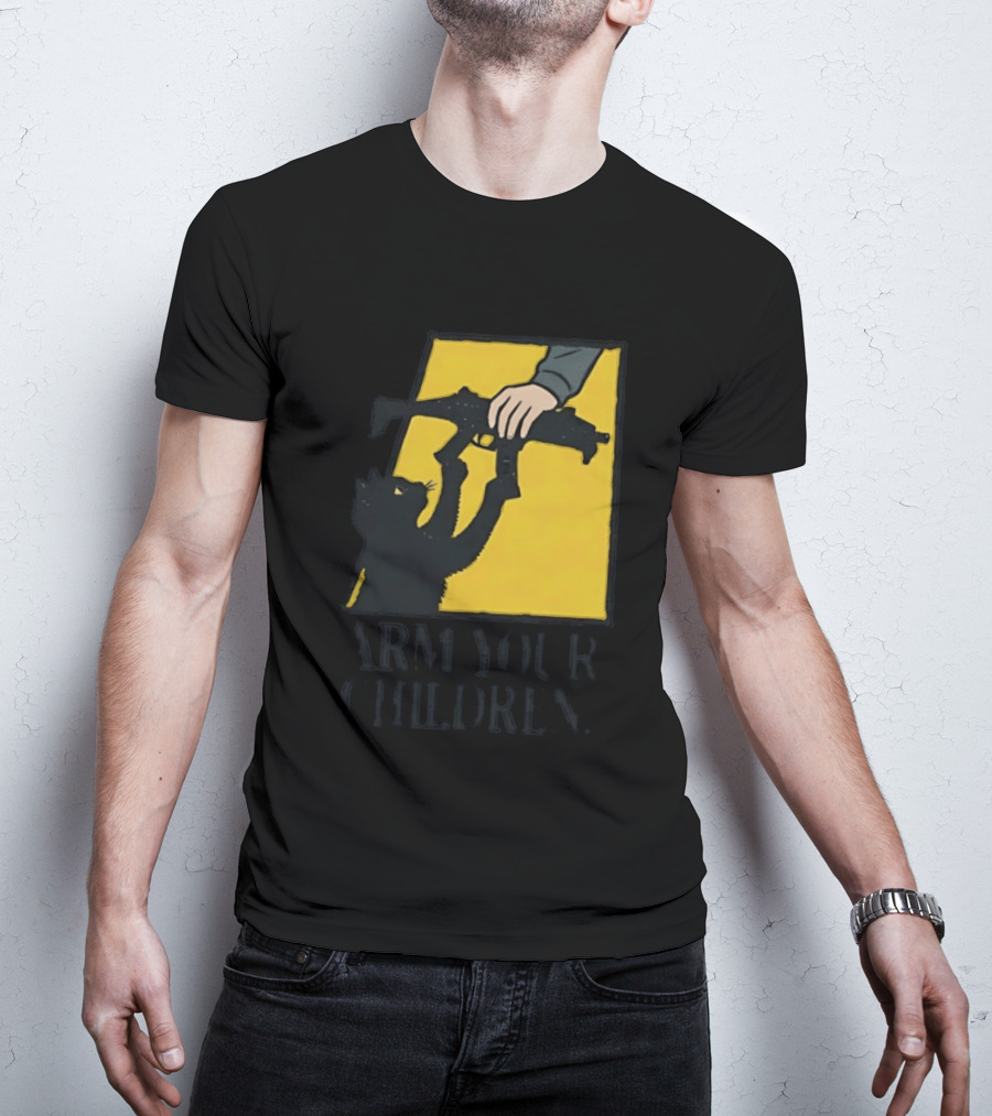 Arm Your Children Black Cat Gun T-Shirt