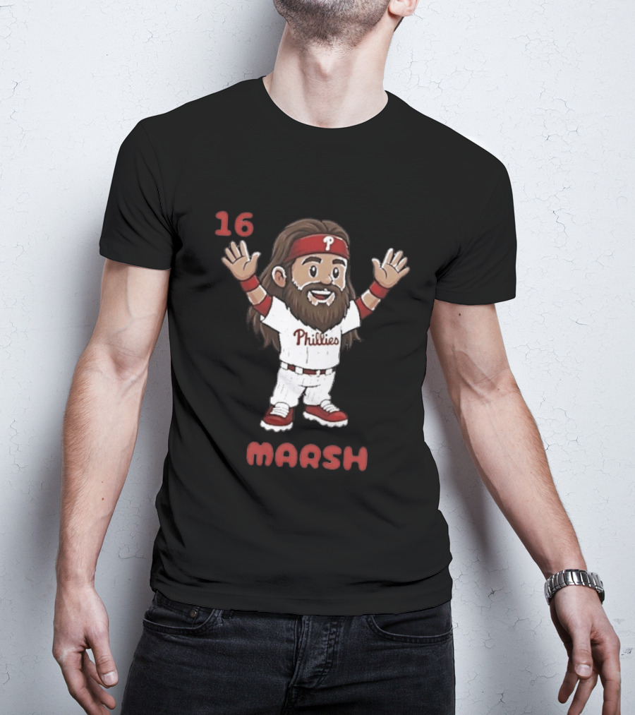 Philadelphia Phillies Brandon Marsh 16 Cartoon MLB 2026 T-Shirt