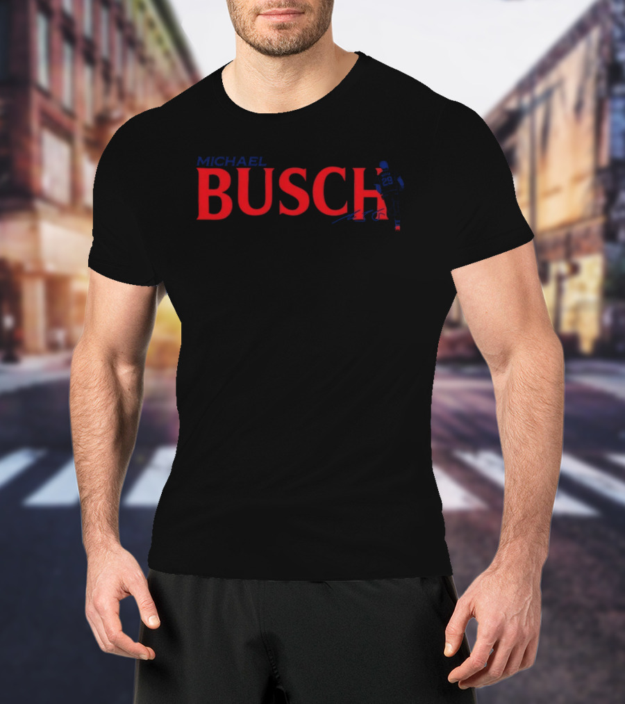 Michael Busch Baseball Player With Number 26 And Signature T-Shirt