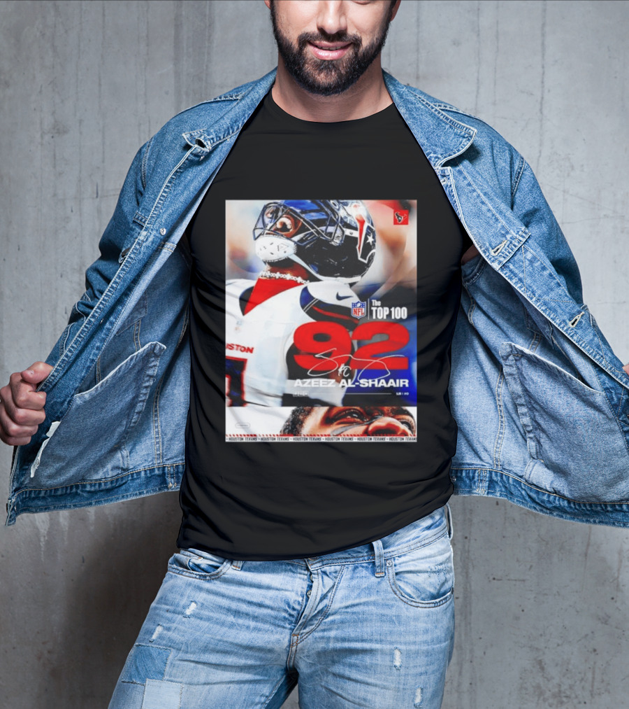 Houston Texans Azeez Al Shaair 92 NFL Top 100 Linebacker T-Shirt