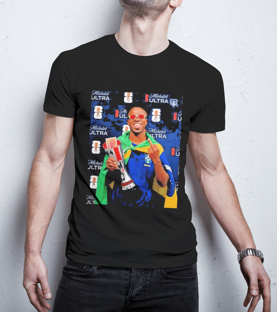 Vinicius Jr FIFA Trophy Celebration Brazil Flag Michelob Ultra T-Shirt