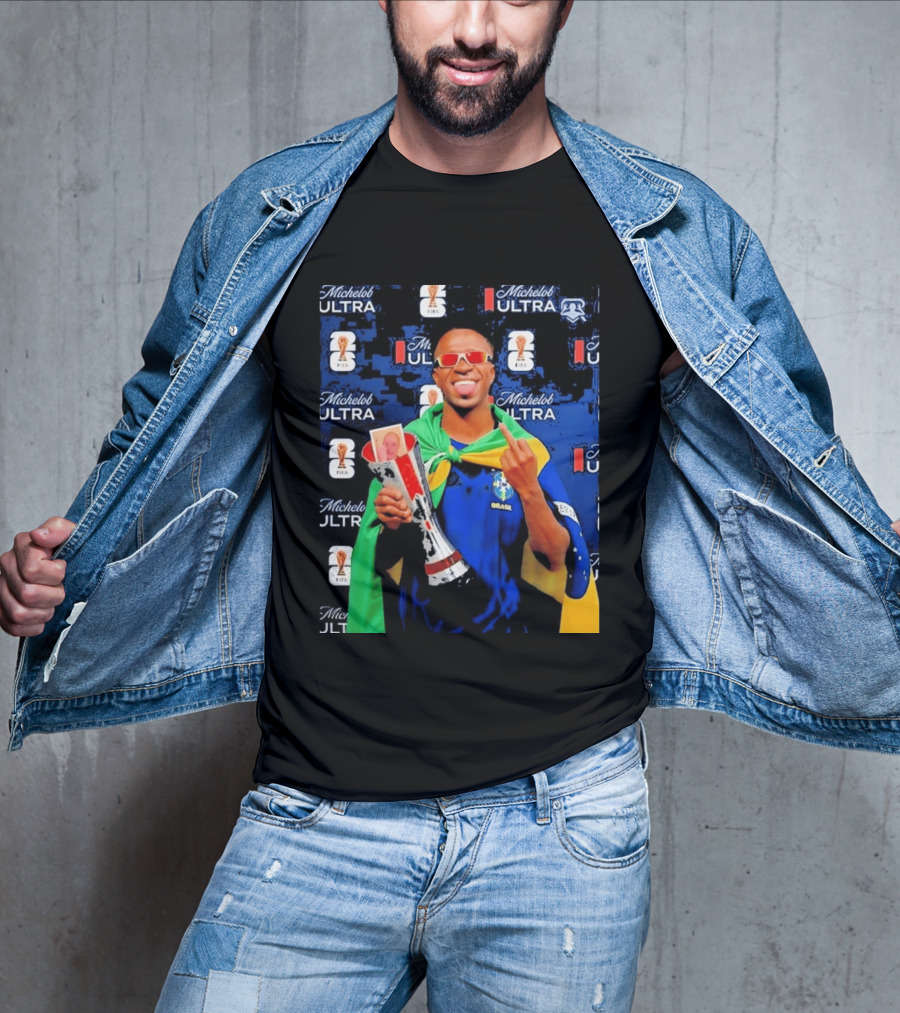 Vinicius Jr FIFA Trophy Celebration Brazil Flag Michelob Ultra T-Shirt