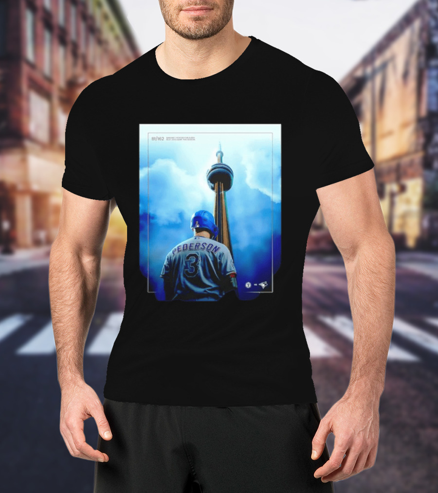 Pederson Toronto Blue Jays Vs Texas Rangers Game 1 CN Tower 81/162 T-Shirt