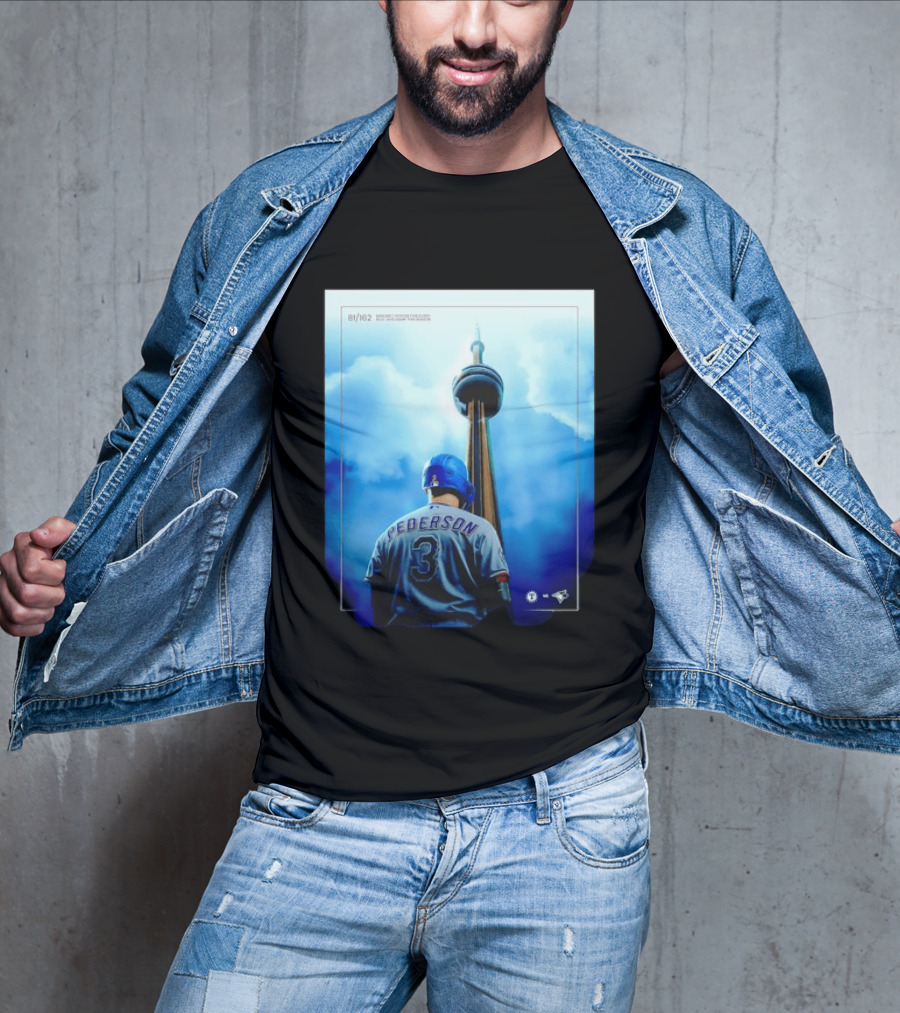 Pederson Toronto Blue Jays Vs Texas Rangers Game 1 CN Tower 81/162 T-Shirt