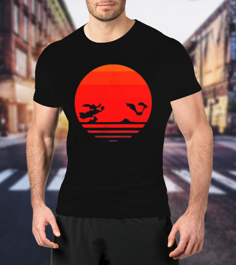 Wile E Coyote And Road Runner Sunset Chase T-Shirt