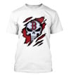 Boston Red Sox Skull Punisher Shredded Effect T-Shirt