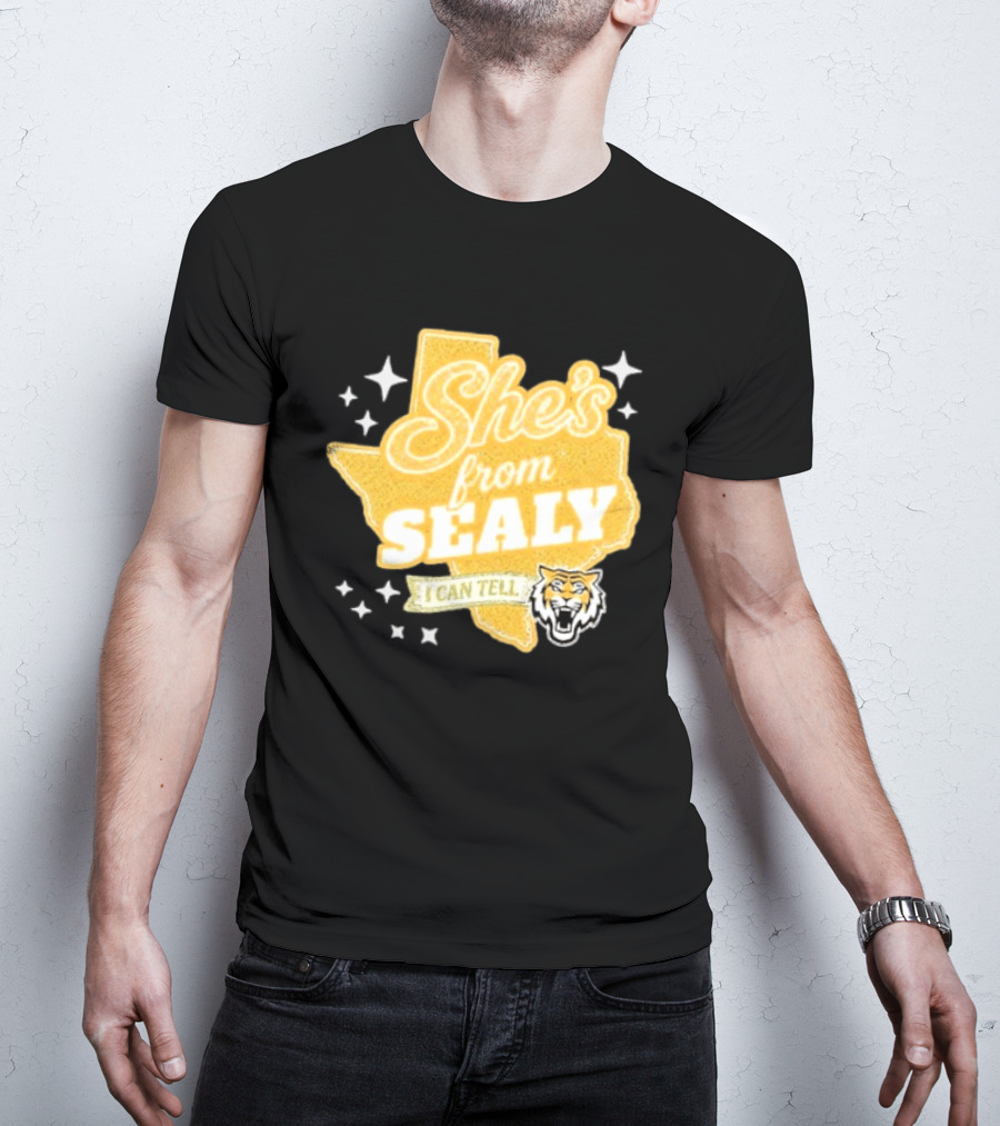 She's From Sealy Texas I Can Tell With Tiger Emblem And Stars T-Shirt