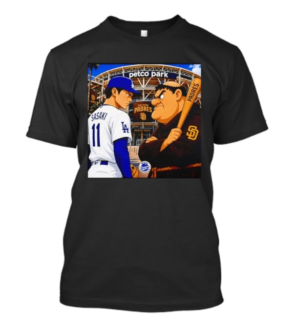Petco Park Los Angeles Dodgers Sasaki San Diego Padres Anime Style Showdown T-Shirt