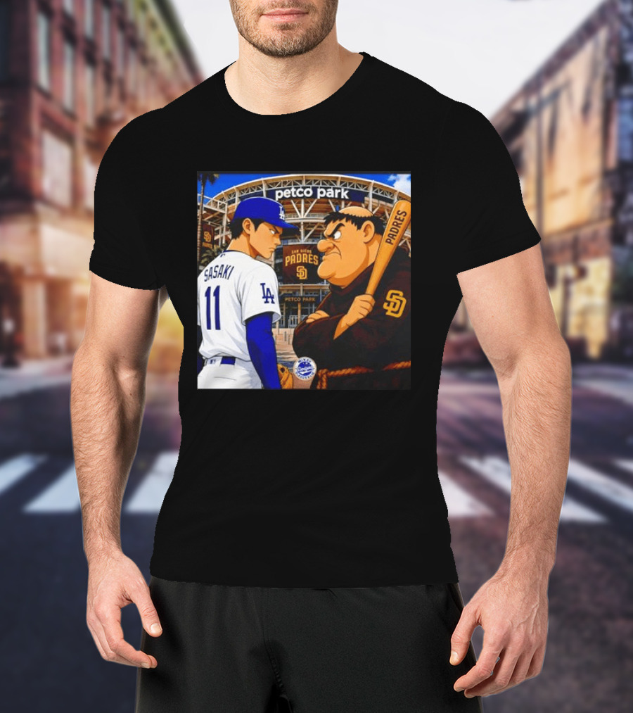 Petco Park Los Angeles Dodgers Sasaki San Diego Padres Anime Style Showdown T-Shirt