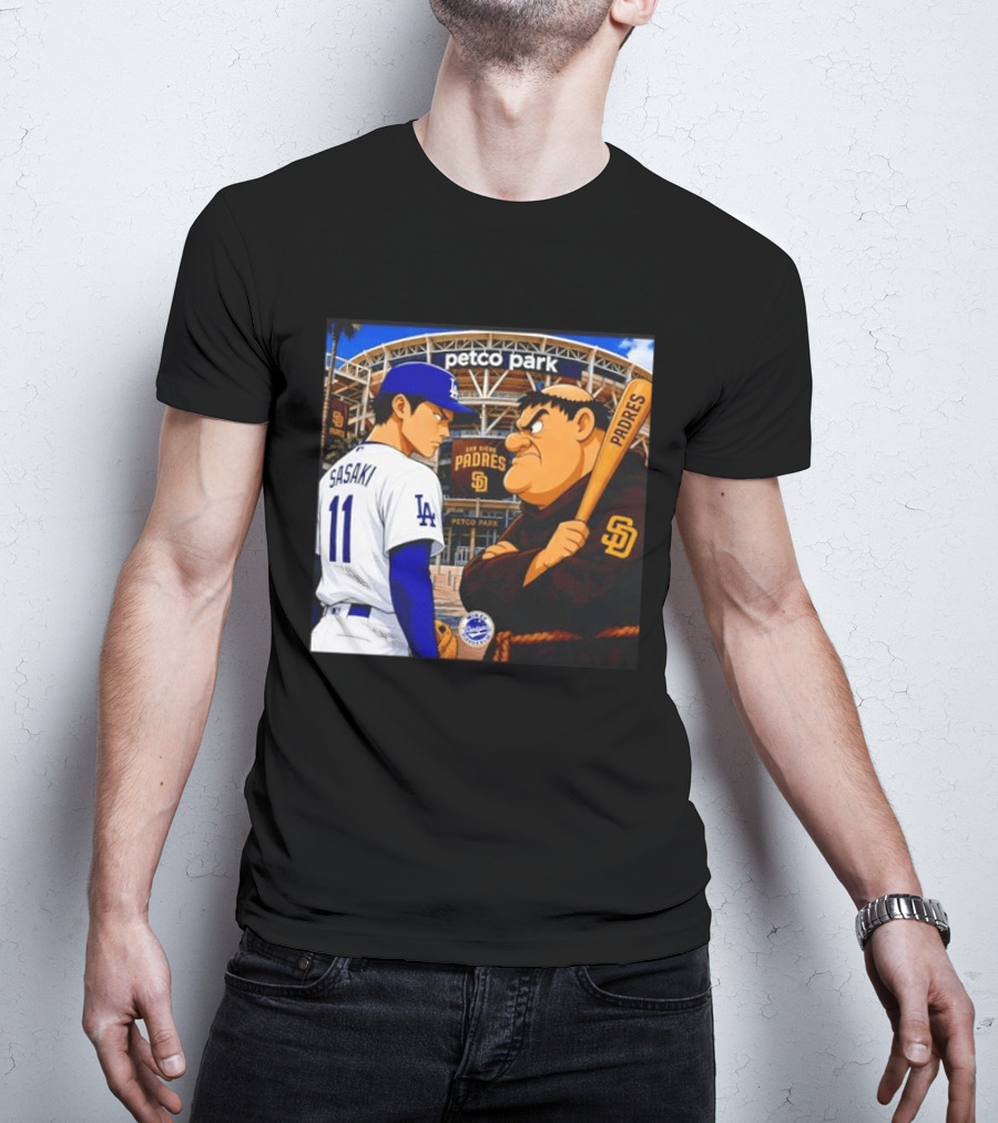 Petco Park Los Angeles Dodgers Sasaki San Diego Padres Anime Style Showdown T-Shirt