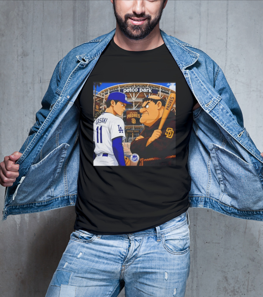 Petco Park Los Angeles Dodgers Sasaki San Diego Padres Anime Style Showdown T-Shirt