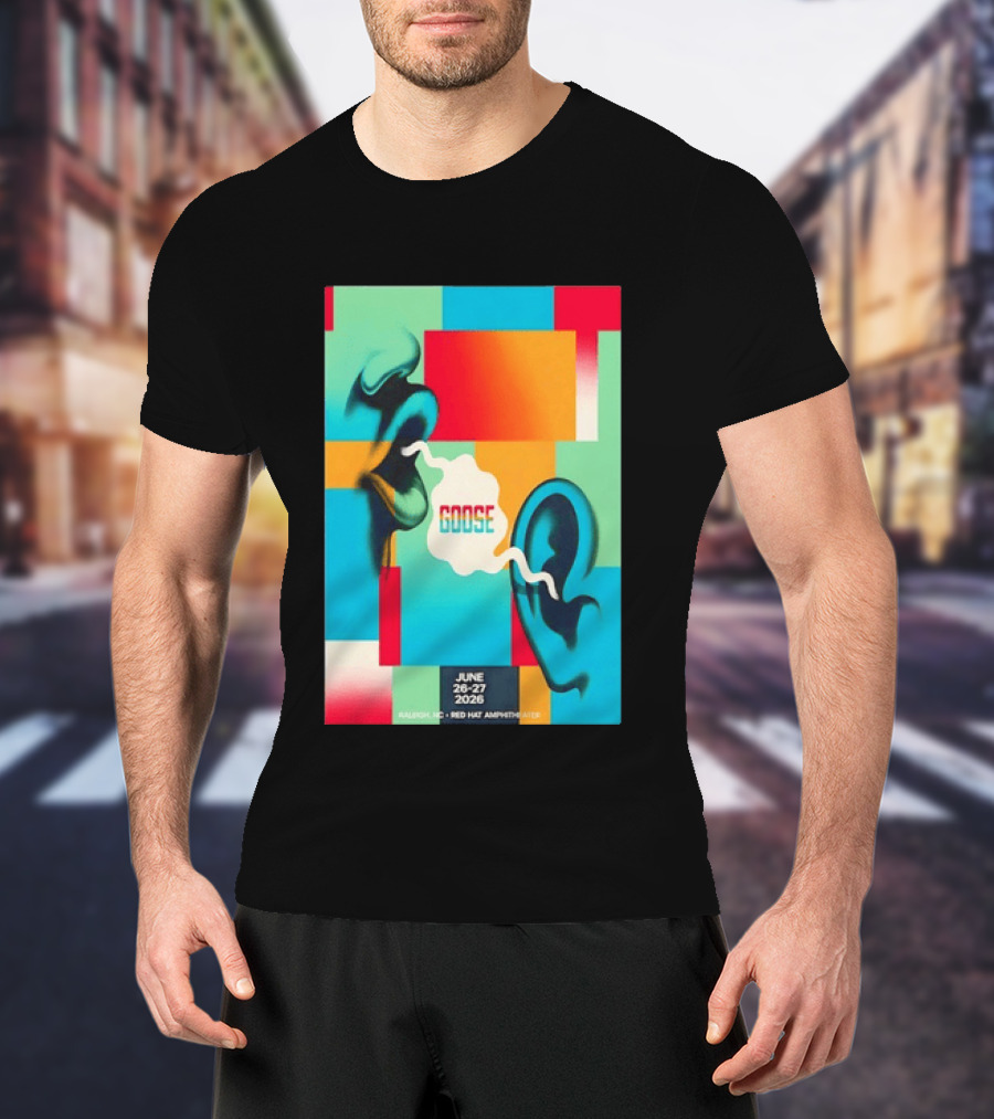 Goose Red Hat Amphitheater Raleigh NC June 26 27 2026 Vibrant Pop T-Shirt