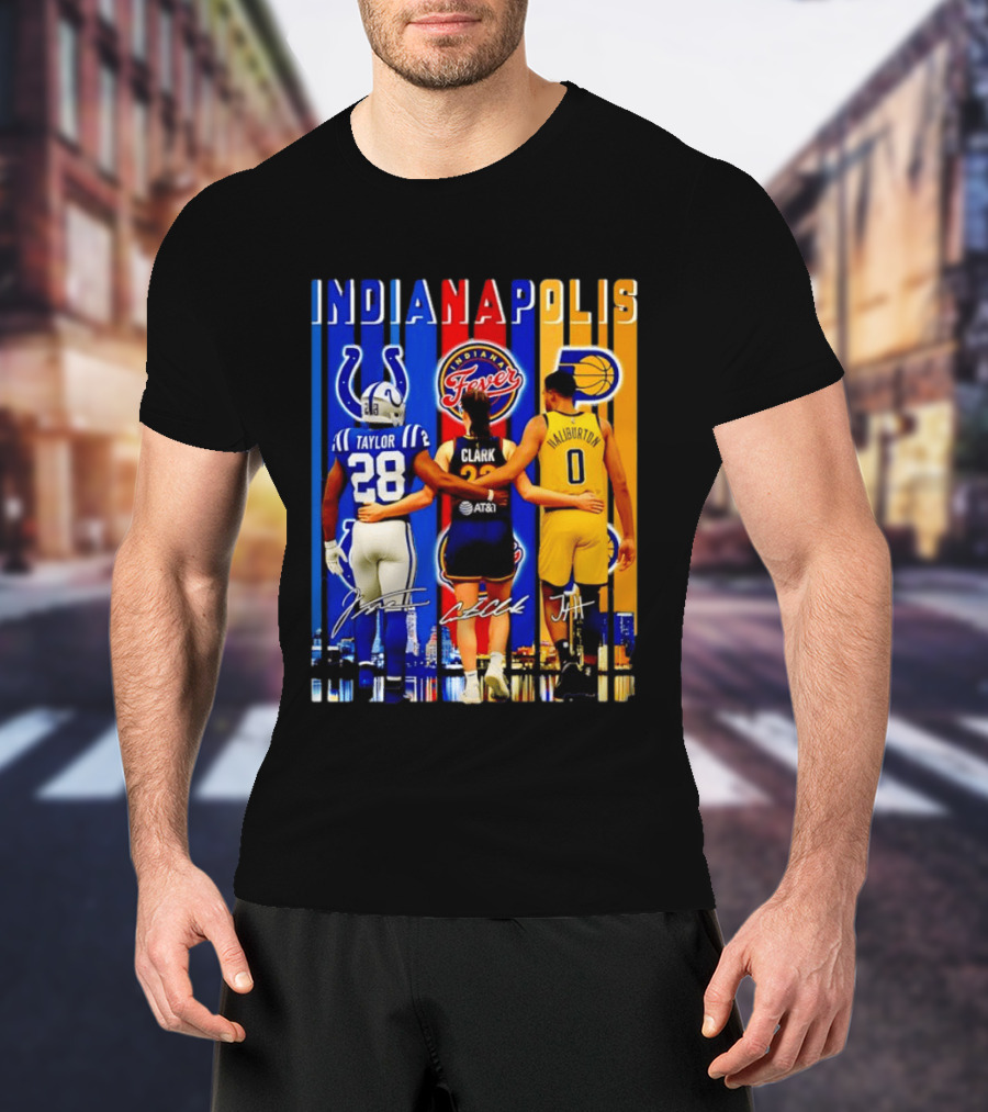Indianapolis Colts Fever Pacers Jonathan Taylor Caitlin Clark Tyrese Haliburton T-Shirt