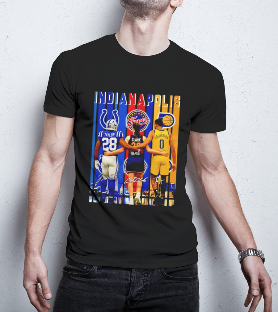 Indianapolis Colts Fever Pacers Jonathan Taylor Caitlin Clark Tyrese Haliburton T-Shirt