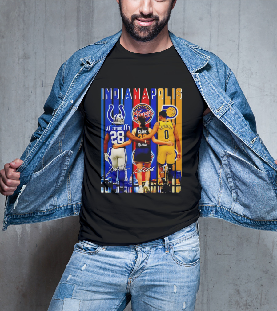 Indianapolis Colts Fever Pacers Jonathan Taylor Caitlin Clark Tyrese Haliburton T-Shirt