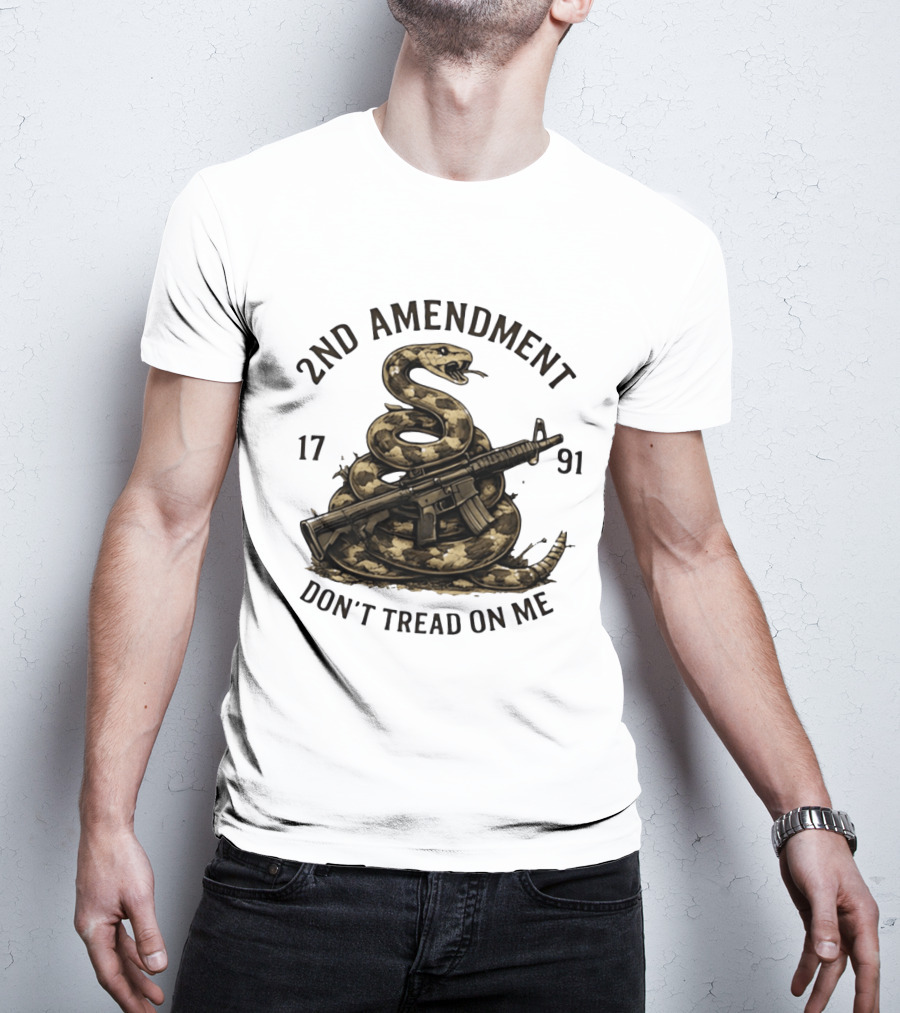 2nd Amendment 1791 Coiled Snake With Rifle Don't Tread On Me T-Shirt