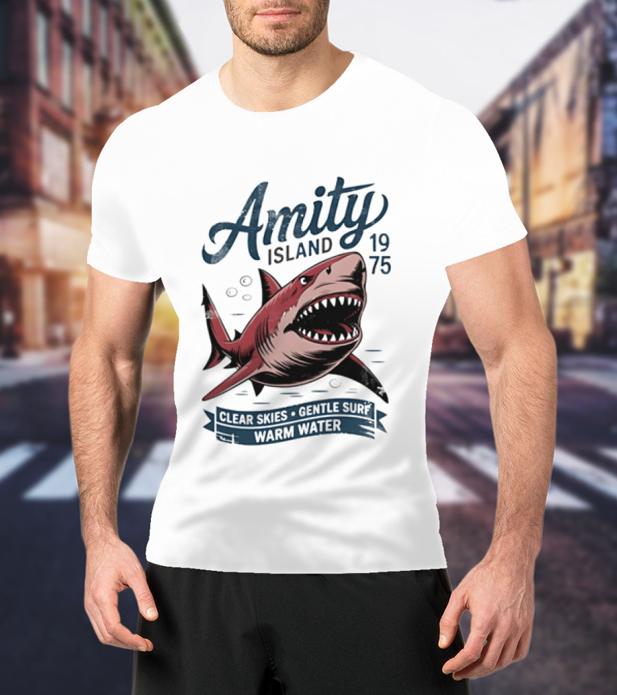 Amity Island 1975 Shark Clear Skies Gentle Surf Warm Water T-Shirt