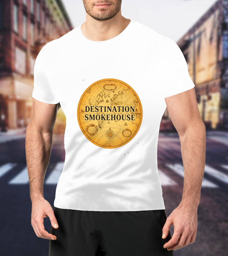 Destination Smokehouse No Teeth For This Meat Vintage Map T-Shirt