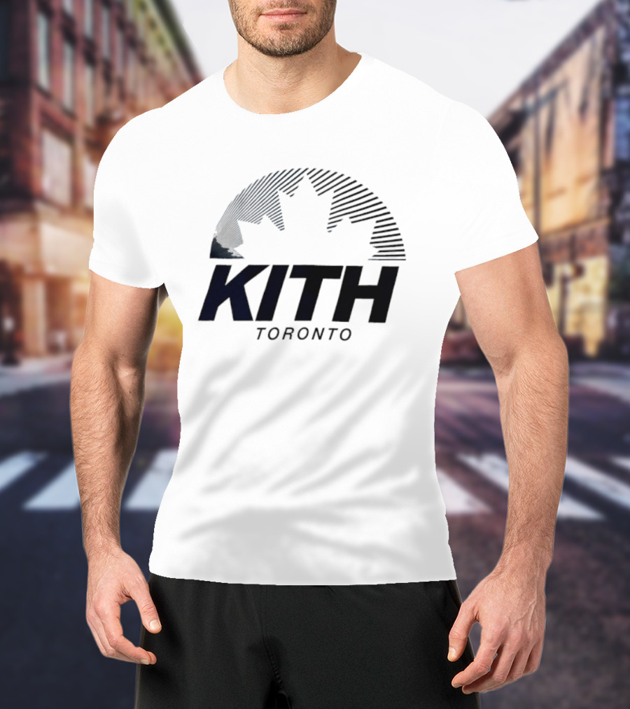 Kith Toronto Maple Leaf Striped Design Collaboration T-Shirt