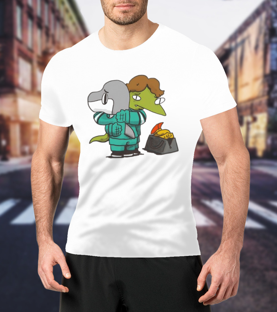 Macklin Celebrini San Jose Sharks NHL Hugging Hockey Characters T-Shirt