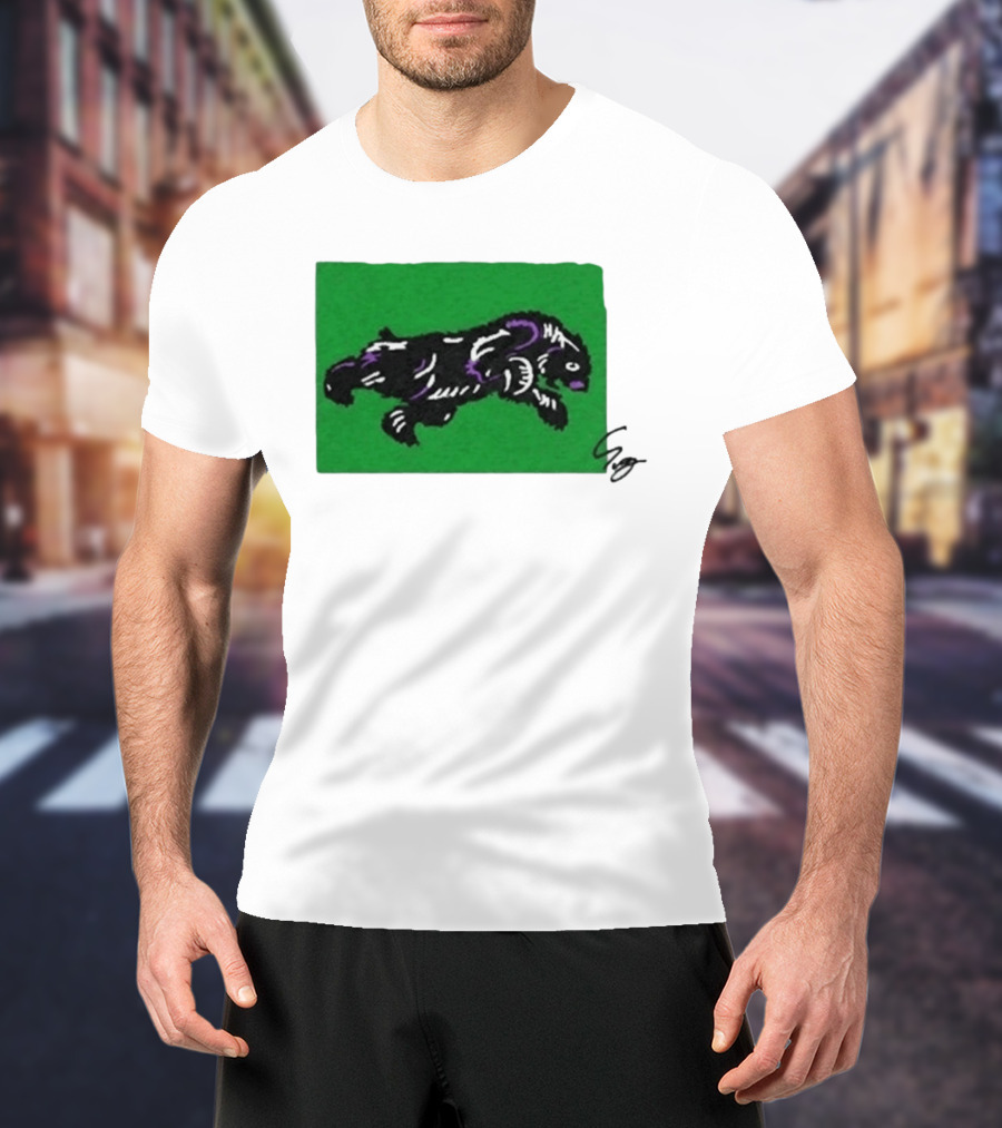 Mako Komuro 2026 Black And Purple Bear On Green T-Shirt