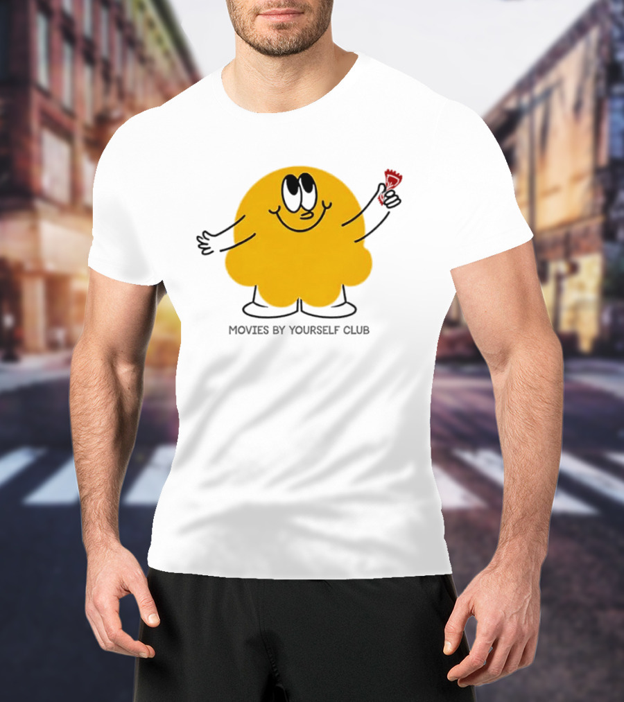 Movies By Yourself Club Yellow Blob Holding A Red Candy T-Shirt