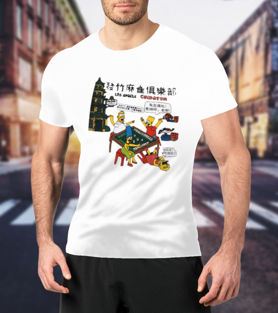 Simpsons Mahjong Club Los Angeles Chinatown T-Shirt
