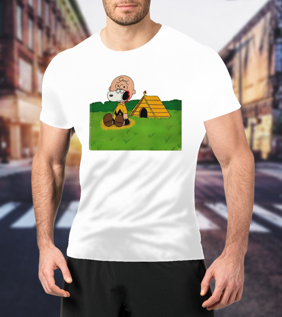 Snoopy Charlie Brown Midsommar Crossover Scene With Doghouse And Woodstock T-Shirt