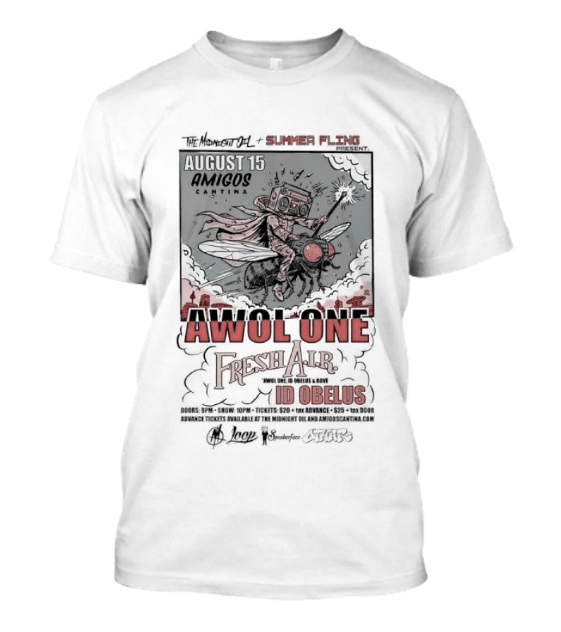 Awol One Fresh Air Id Obelus Amigos Cantina August 15 Concert Event T-Shirt