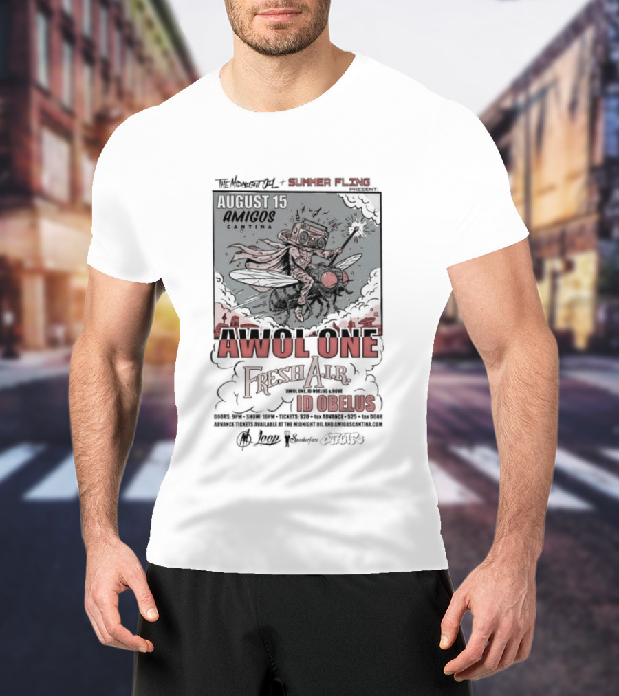 Awol One Fresh Air Id Obelus Amigos Cantina August 15 Concert Event T-Shirt