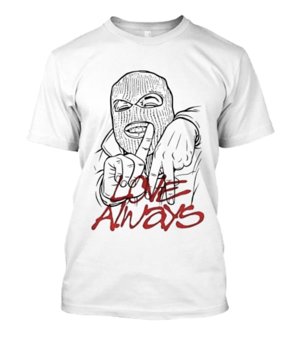Balaclava Hand Sign Love Always Streetwear Graffiti T-Shirt