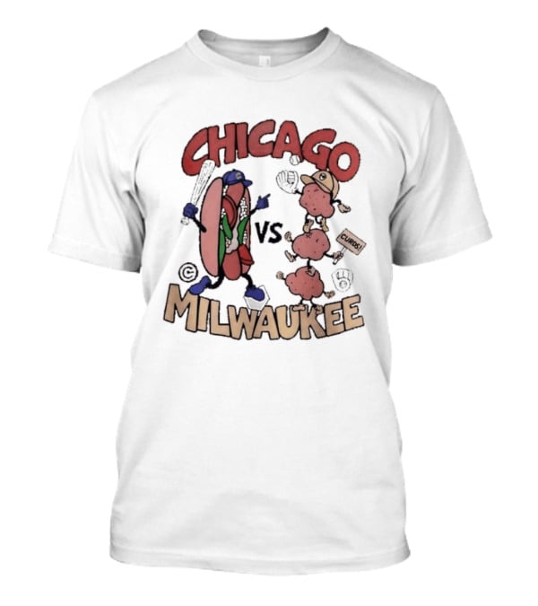 Chicago Cubs Vs Milwaukee Brewers Hot Dog Cheese Curds Baseball Battle T-Shirt