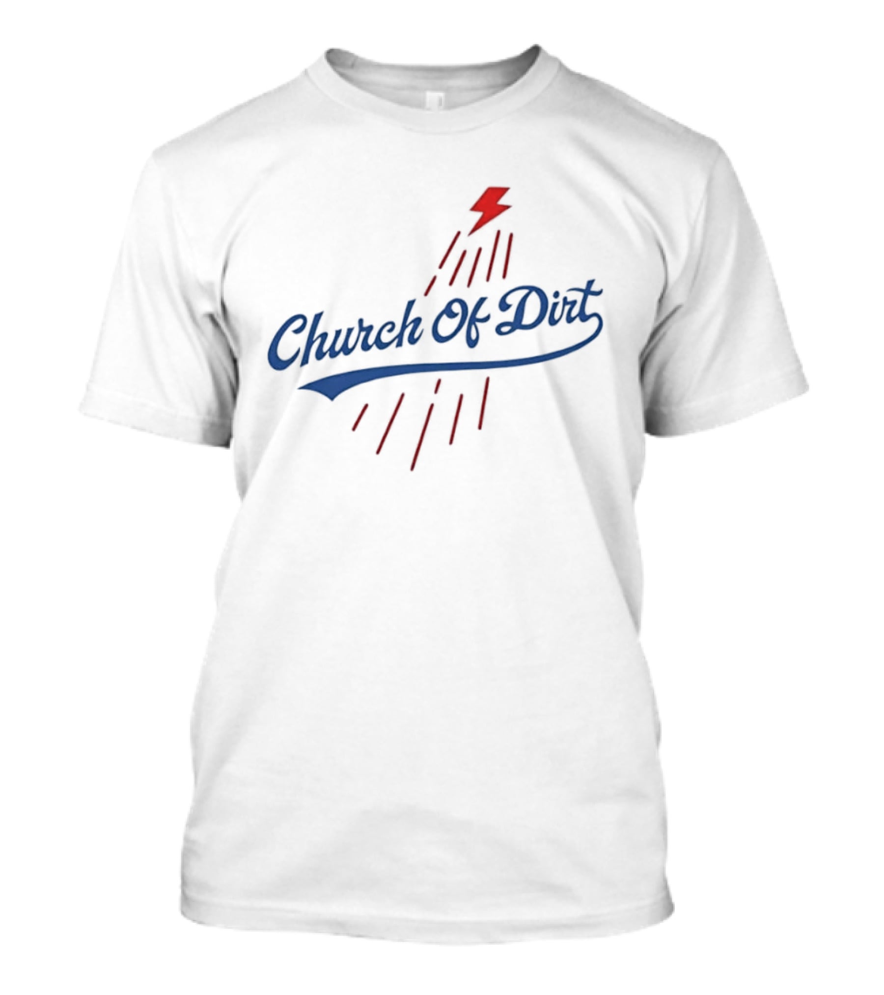 Text Church Of Dirt Red Lightning Bolt Sport T-Shirt