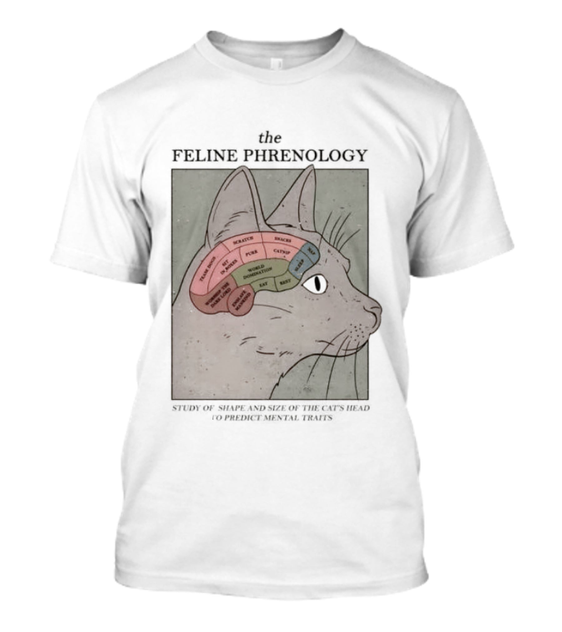 The Feline Phrenology Study Of Shape And Size Of The Cat's Head To Predict Behavior T-Shirt