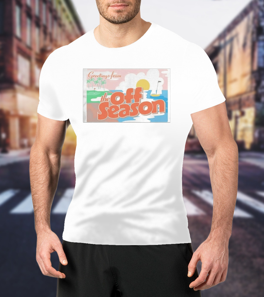 Greetings From The Off Season Beach Sunset Golf Scene T-Shirt