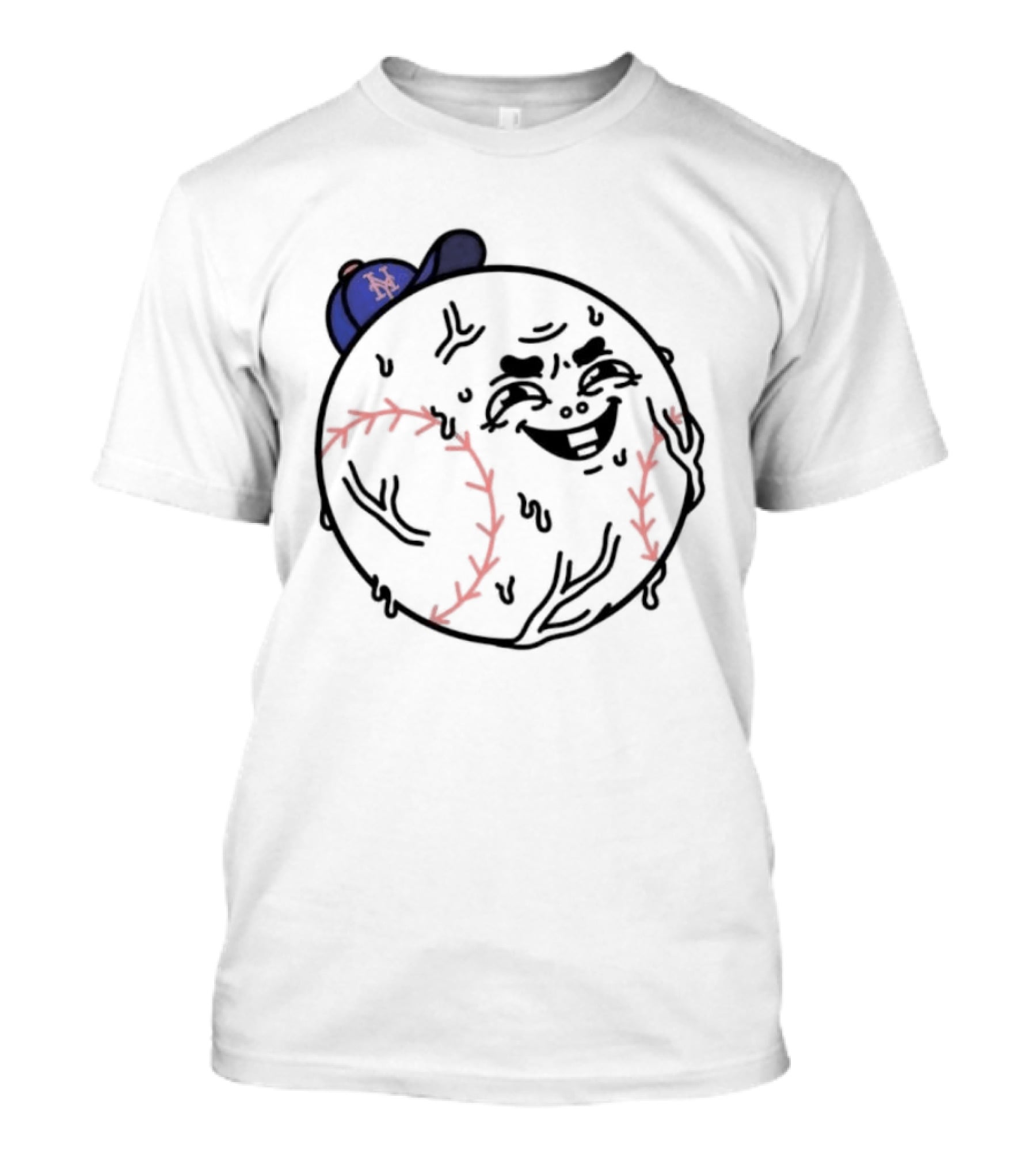 Mr Met New York Mets Baseball Sweat Drip Face MLB T-Shirt
