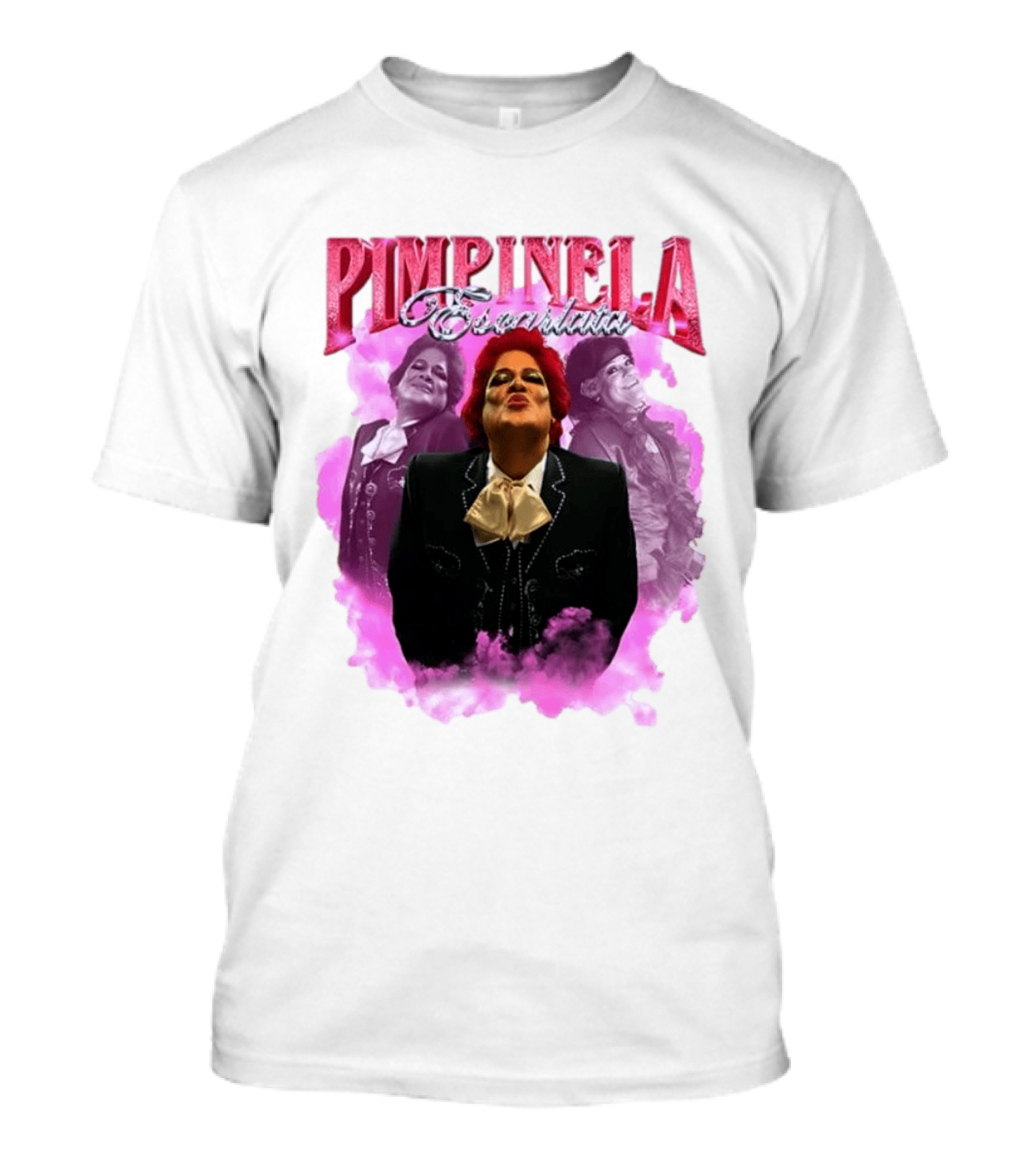 Pimpinela Escarlata Kissing Pose With Pink Smoke Backdrop T-Shirt