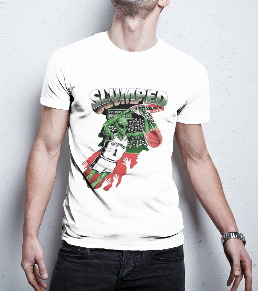 San Antonio Spurs NBA Alien Victor Wembanyama Slumped Basketball Visitors T-Shirt