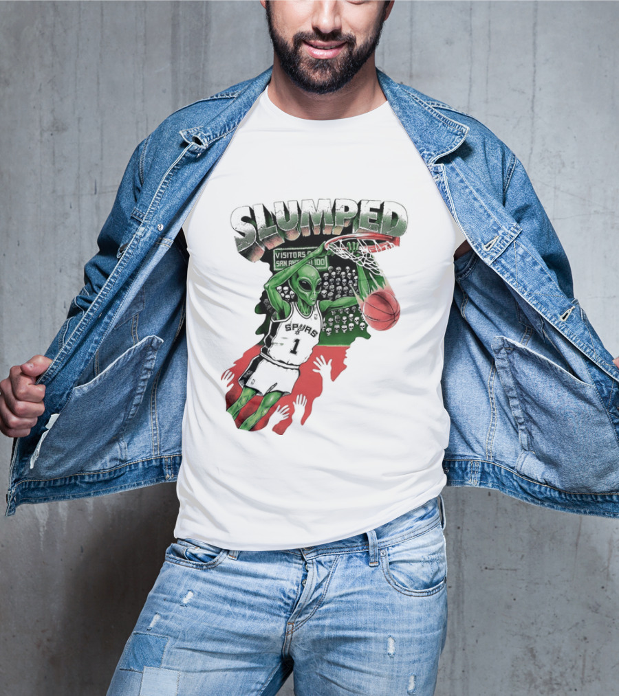 San Antonio Spurs NBA Alien Victor Wembanyama Slumped Basketball Visitors T-Shirt