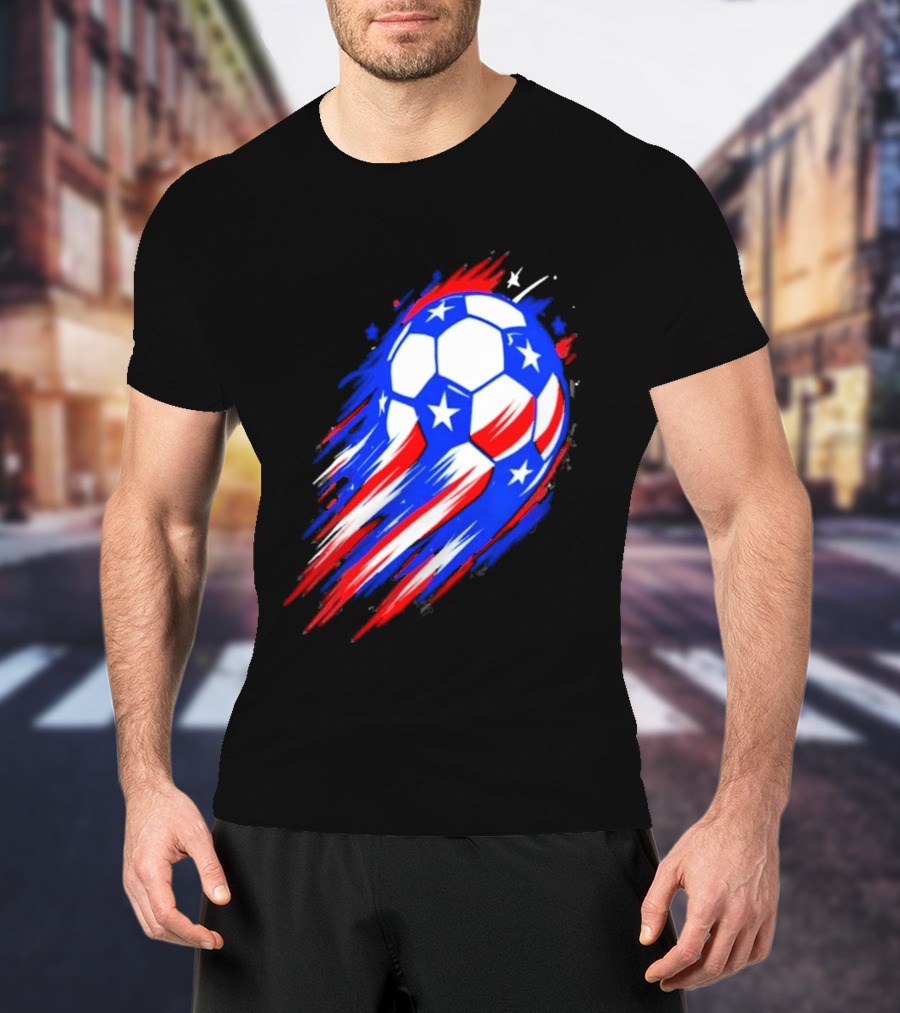USA Cup 2026 Soccer Ball Stars And Stripes Brush Stroke T-Shirt