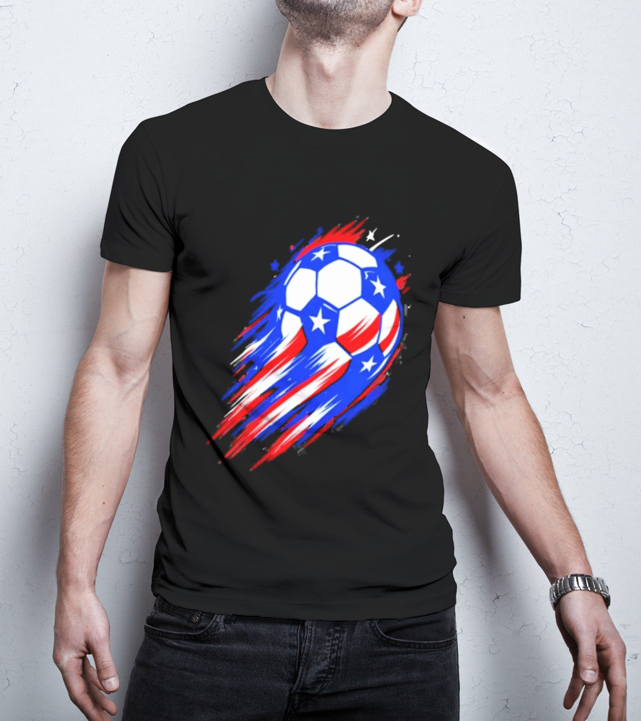USA Cup 2026 Soccer Ball Stars And Stripes Brush Stroke T-Shirt