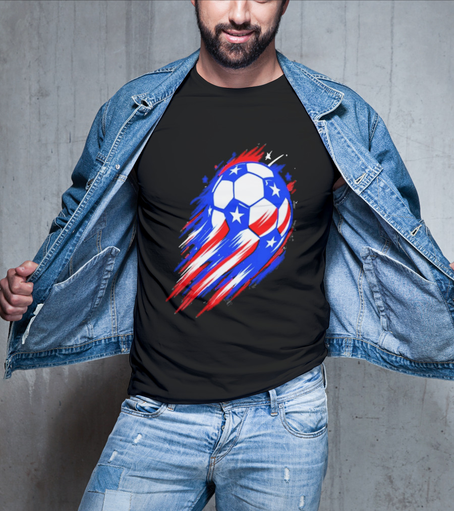 USA Cup 2026 Soccer Ball Stars And Stripes Brush Stroke T-Shirt