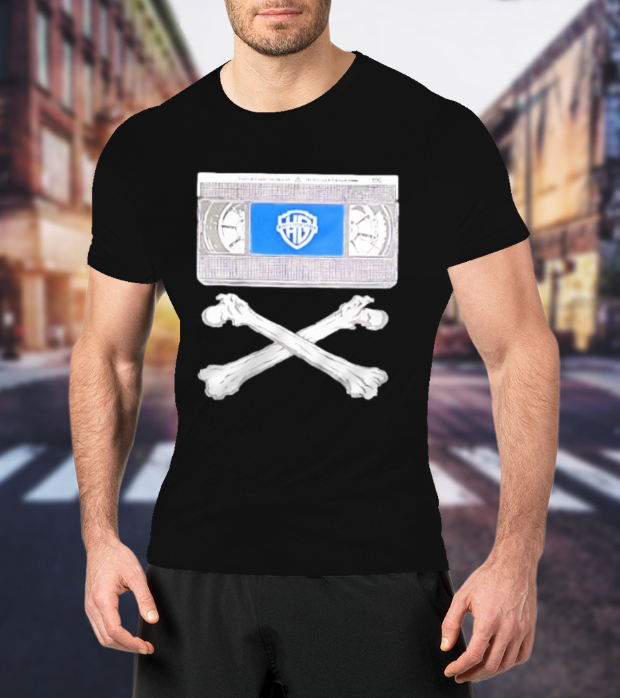 Warner Brothers VHS Tape Crossbones Skull T-Shirt