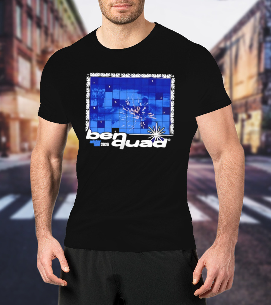 Ben Quad Wisher Tour 2026 Blue Tile Star Pattern Explosion T-Shirt