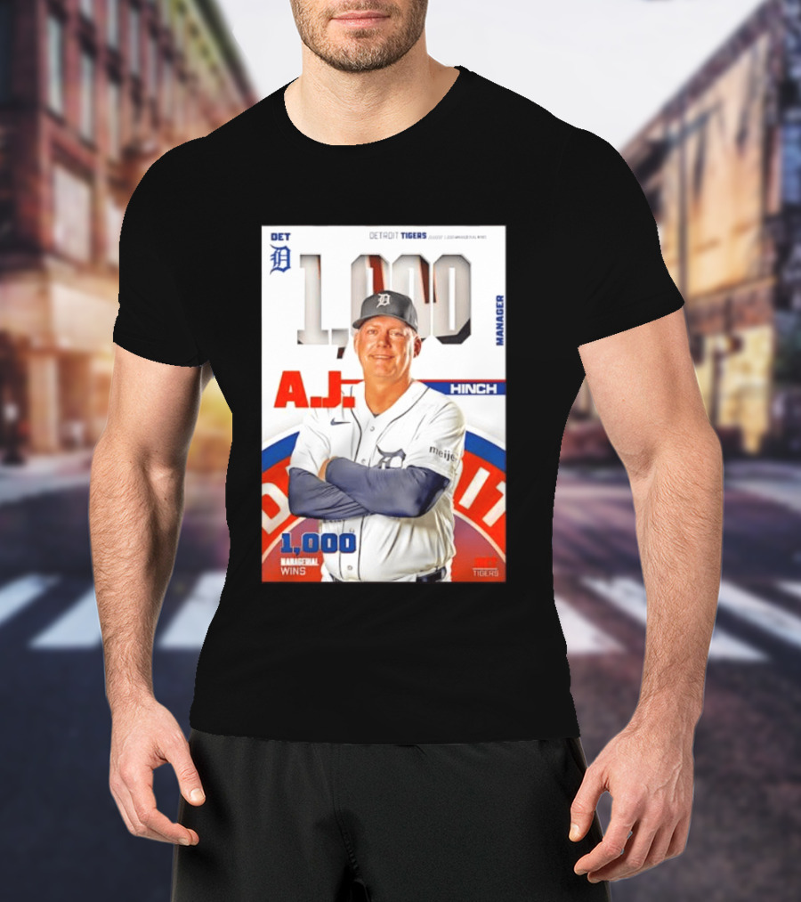 DET Detroit Tigers A.J. Hinch 1000 Managerial Wins T-Shirt