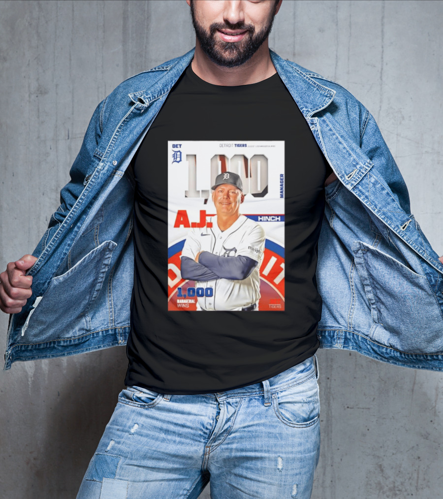 DET Detroit Tigers A.J. Hinch 1000 Managerial Wins T-Shirt