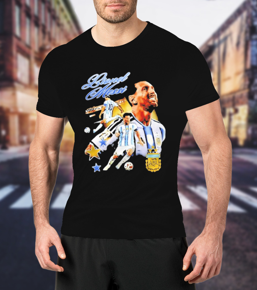 Lionel Messi Argentina National Football Team AFA Striker Soccer Star Blue White Kit T-Shirt