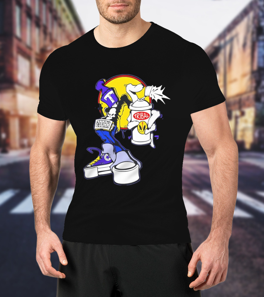 Tribal Zodak Graffiti Urban Streetwear Style Retro Hip Hop T-Shirt