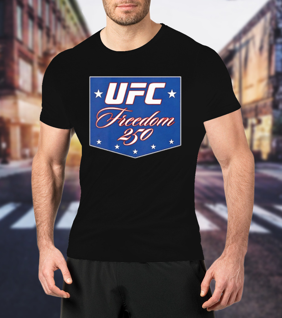 UFC Freedom 250 Stars And Script On Blue T-Shirt