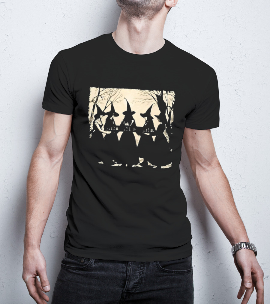 Witch Girls Will Be Girls Tree Silhouettes And Stars T-Shirt